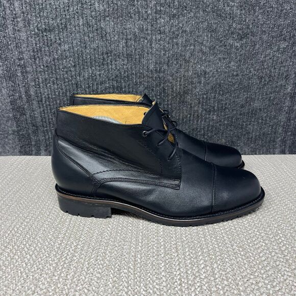 Hitchcock Chukka Ankle Boots Cap Toe Black Leather Wide Shoes Mens 9 main image 4